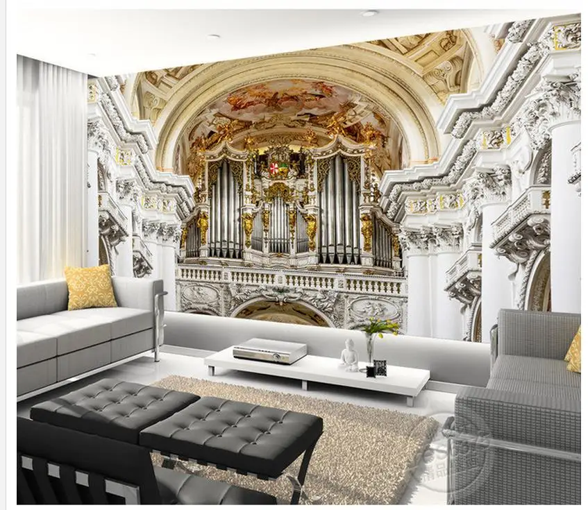 wallpaper 3d Home Decoration European-style palace sculpture church frescoes TV backdrop mural painting photos