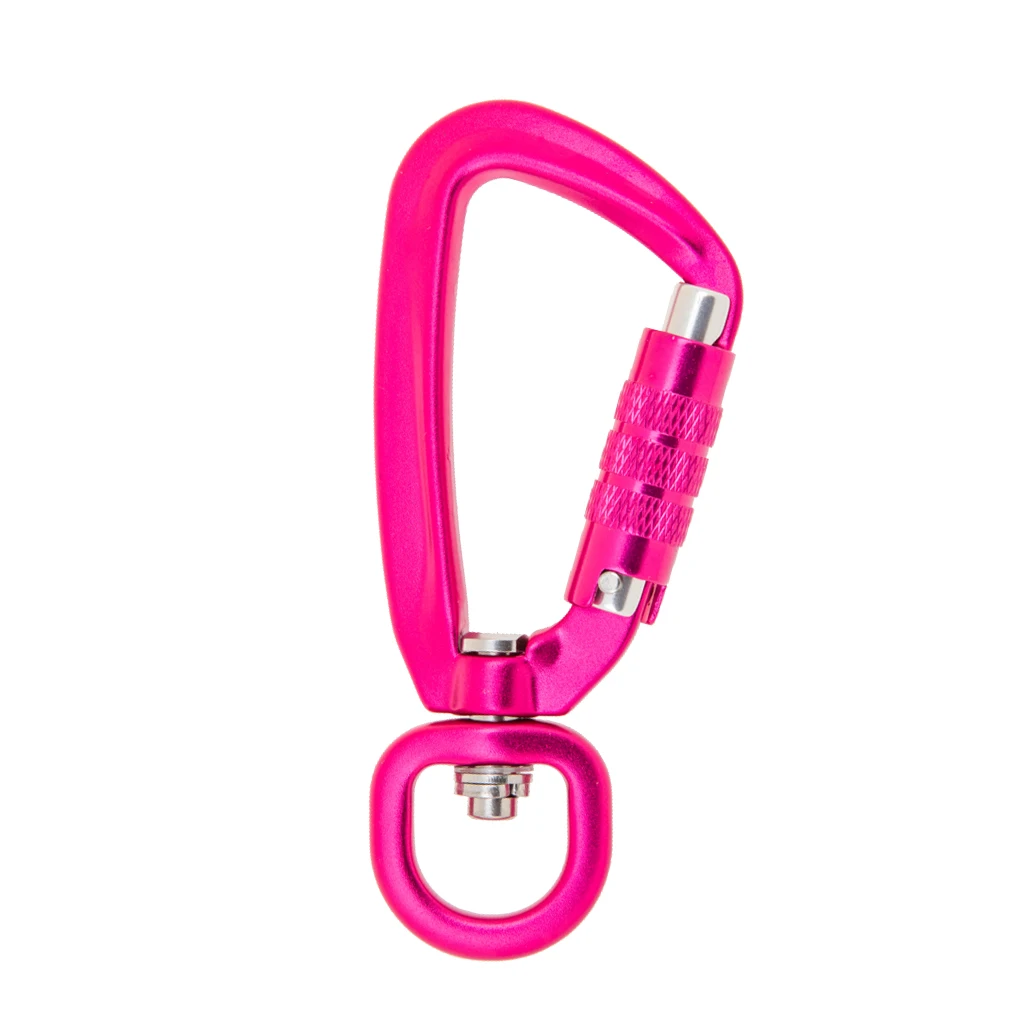 500KG Auto Locking Carabiner with Swivel Rotating Ring Outdoor Climbing Hiking Backpack Keychain Pet Leash Hook 4 Color