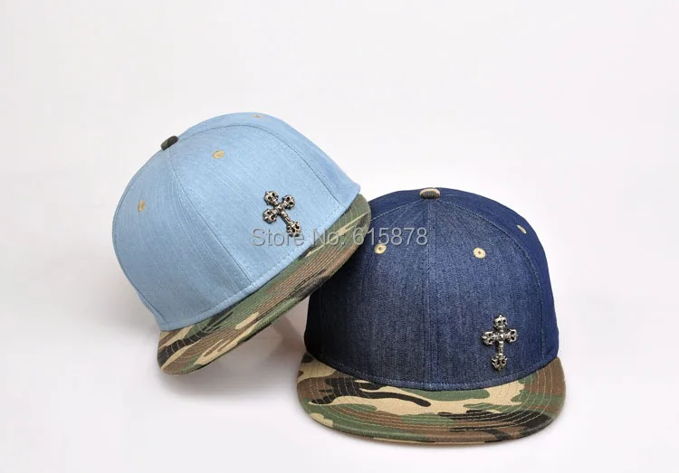 

New Cowboy Material Camouflage Patchwork Snapback Fashion Women & Men Baseball Cap Flat Bill Hip Hop Hat