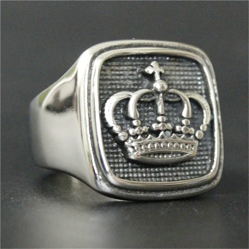 1pc Size 7-13 New Arrival Crown Ring 316L Stainless Steel Punk Jewelry Band Party Royal Crown Ring