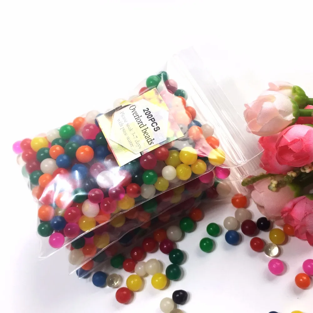 200pcs/pack Big Crystal Soil Mud Grow Beads Hydrogel Orbiz Magic Gel Jelly Balls Orbiz Growing in Water Home Decor Kids Toy