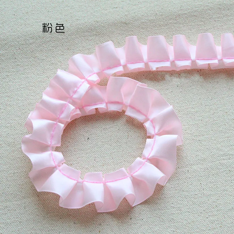 10 Yard/Lot 2,5 CM Breite Satin Plissee Band Falten Spitze Trim DIY Rock Manschetten Handwerk Puppe Kleidung Nähen zubehör – Detail 9
