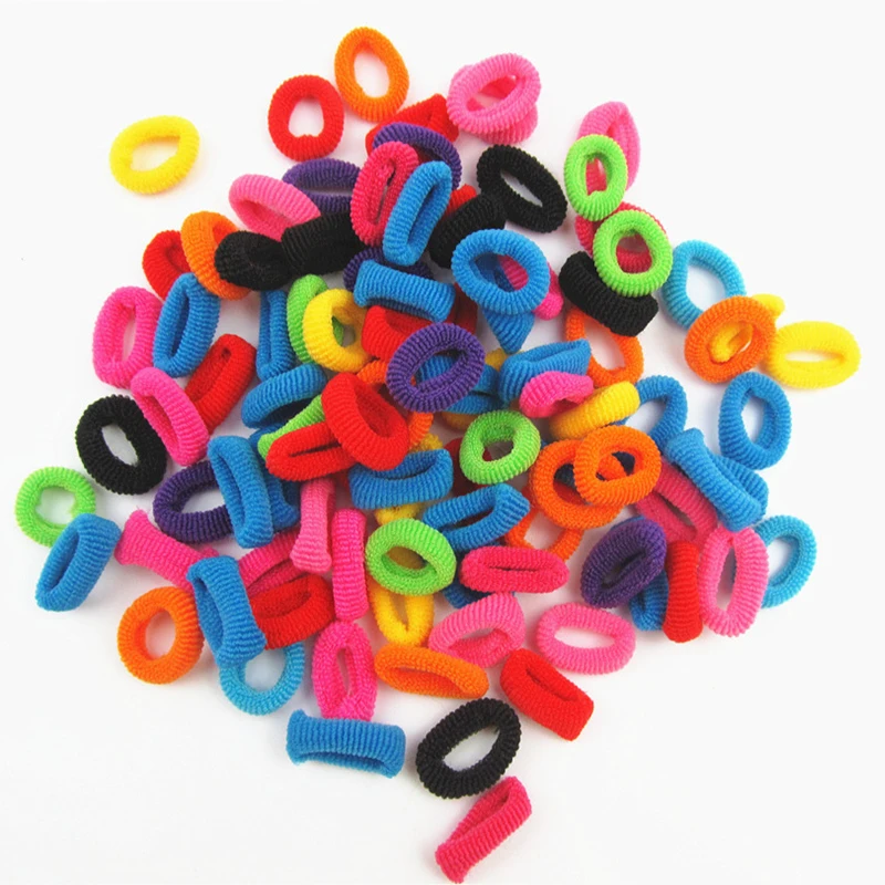 100/Pcs Colorful Rainbow Cute Hair Band Ponytail Holders For Girl Women High Elastic Rubber HairBands Hair Accessories