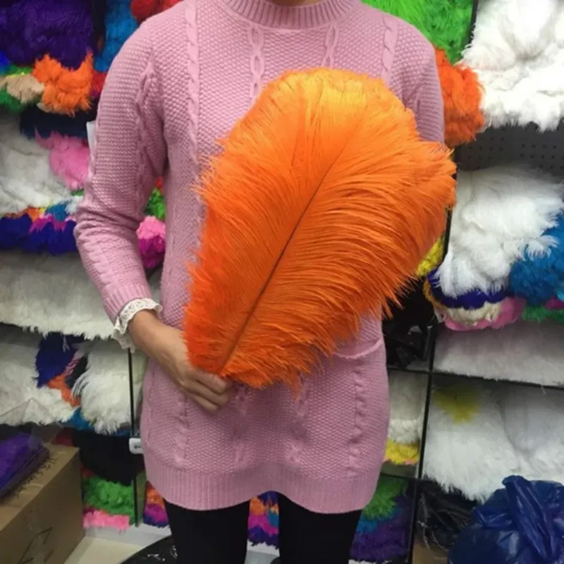 

2016 50 pcs orange ostrich feathers.High quality ostrich plumage 45-50cm 18-20 inches headwear performance plume decoration