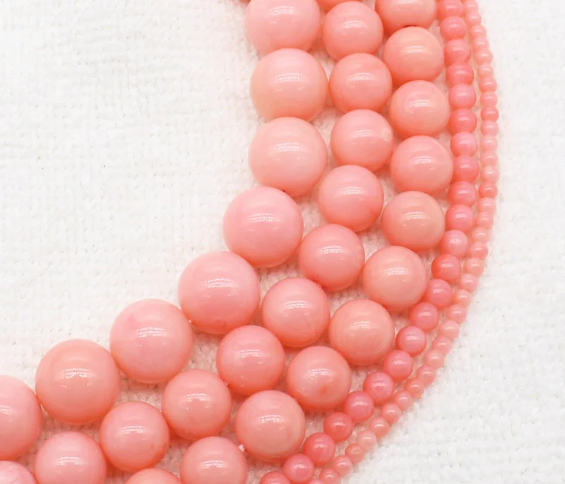 Wholesale 2-9mm Pink Coral Round Loose Beads 15