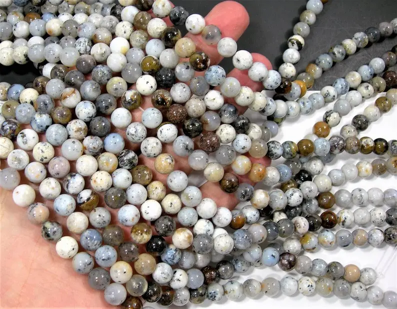 Natural Dendritic Opal Beads 6mm 8mm 10mm 12mm Round Gem Stone Loose Beads for jewelry making,1 of 15