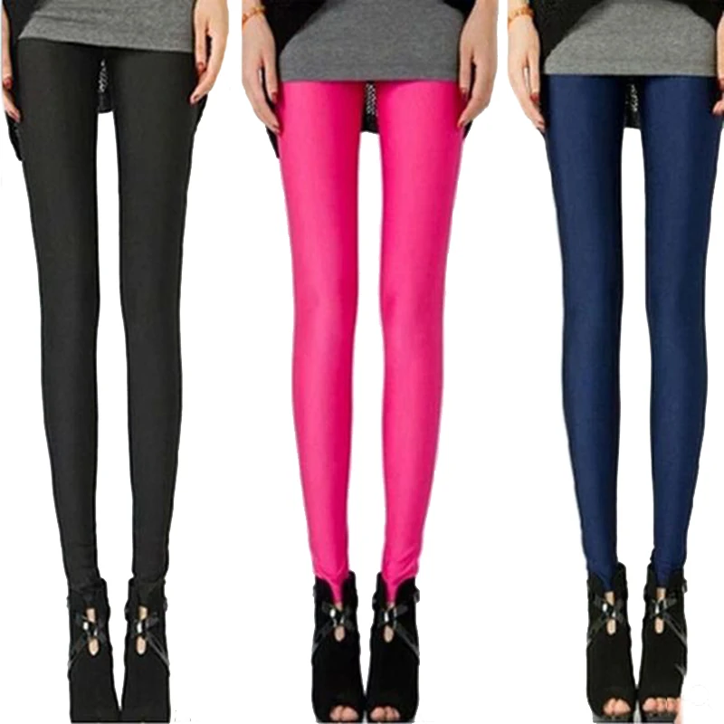 NDUCJSI Neon Leggings High Elastic Skinny Pants Thin Legins Workout Slim Pants Casual Spandex Legging Sexy Solid Candy Jeggings