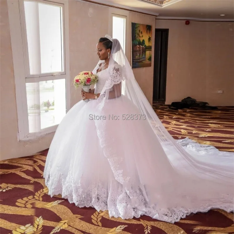 

YNQNFS YWD409 Robe de Mariee Hochzeitskleid 1m Cathedral Long Train Princess African Wedding Dresses 2019 Real Photos