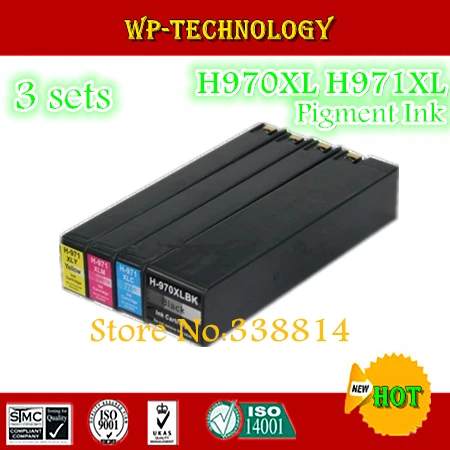 12 PCS ,Compatible ink cartridges For HP970  HP971 suit for HP X451dn X451dw X476dn X476dw X551dw X576dw  ,Full pigment ink