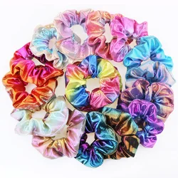 1PCS New Fashion Metal rainbow fabric two-color large Elastic Hair Sweet Simple Sports Dance Scrunchie Girls Hair Accessories