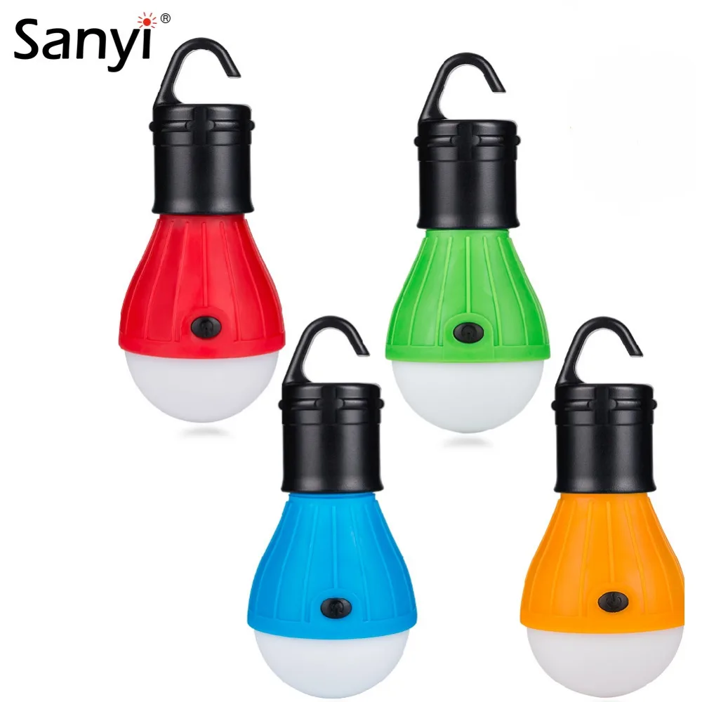 Mini Portable Lantern Camp Tent Light 3LED Bulb Emergency Lamp Waterproof Hanging Hook Flashlight For Camping 4 Colors Use 3*AAA