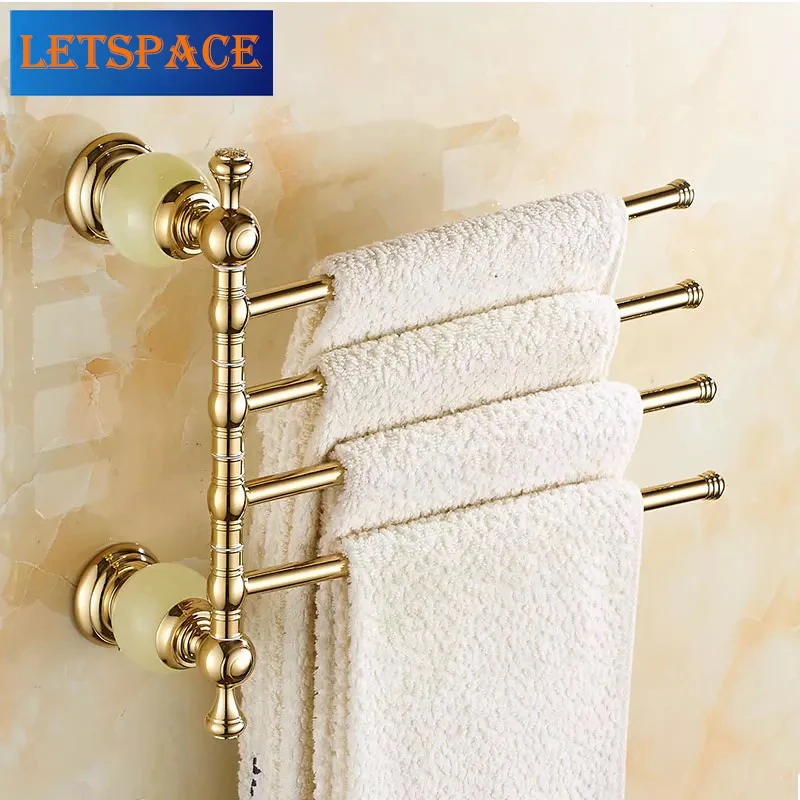 Free shipping European bathroom hardware hangers Bathroom pendant Copper shelf Gold Plated towel rack Delicate diamond upporters