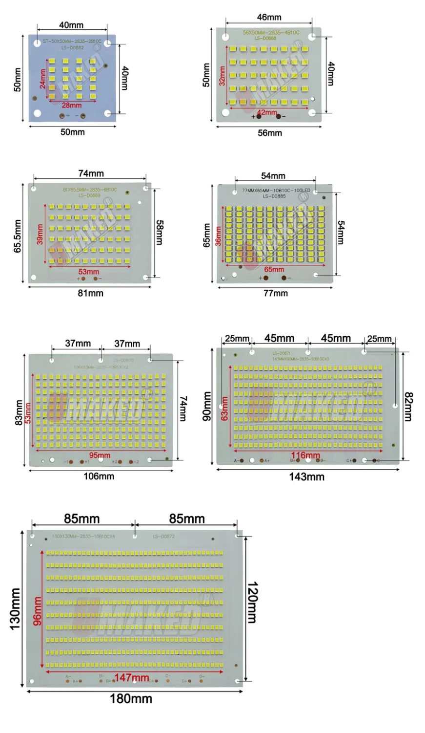 100% Full Power LED Floodling PCB 10W 20W 30W 50W 70W 100W 200W SMD2835 led PCB board,Aluminum plate for led floodlight