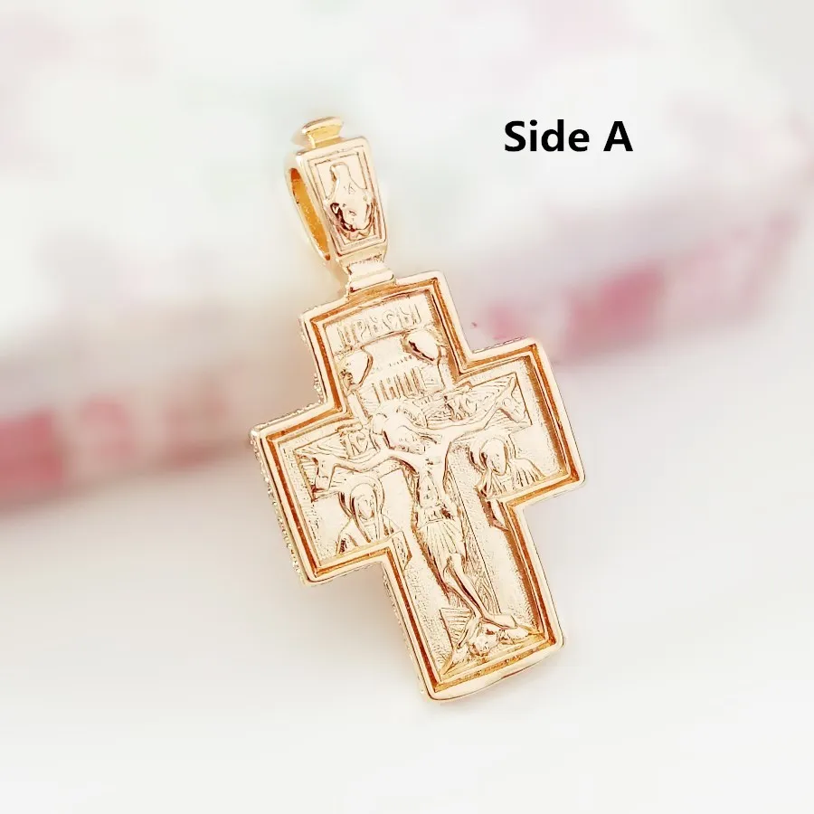 Orthodox Pendants  Women Jewelry Rose 585 Gold Color Pendant Religious Necklace Pendants