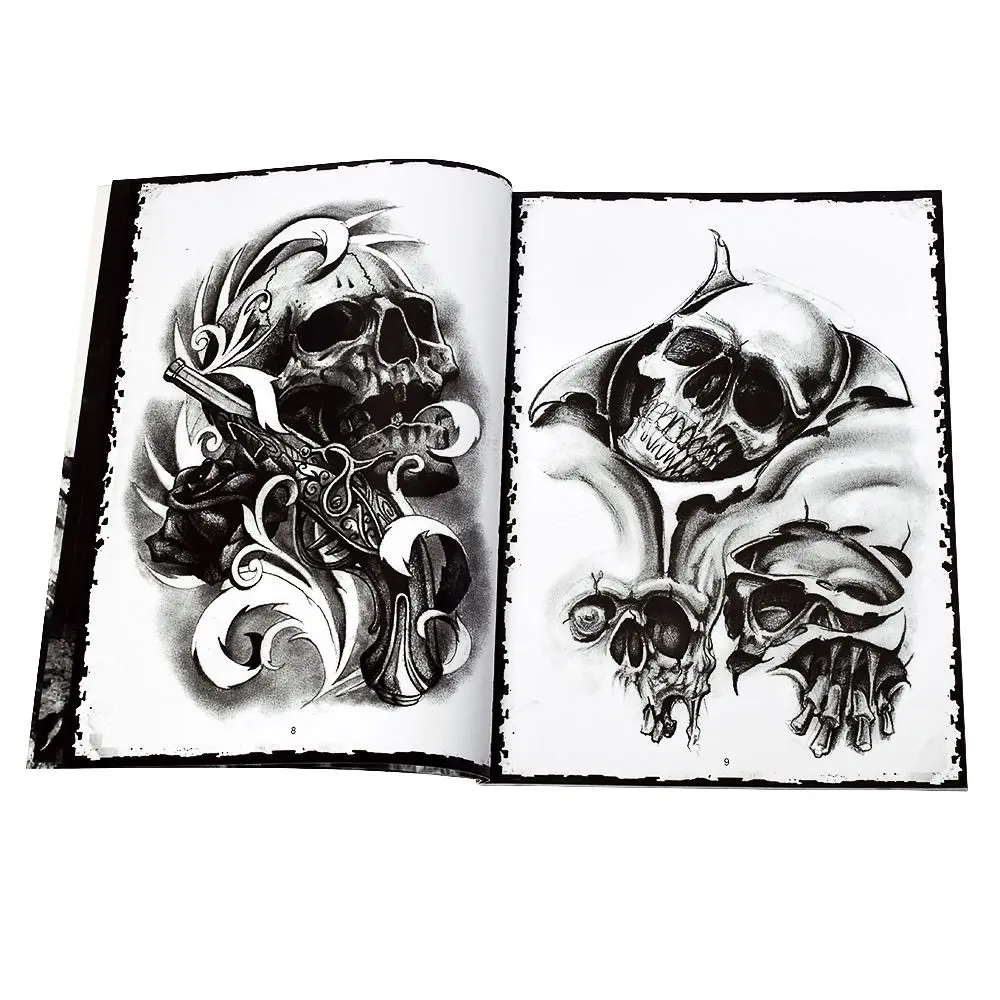 New ATOMUS Selected Skull Tattoo Books Design A4 Sketch Flash Book Tattoo Art Painting Reference For Tattoo Supplies