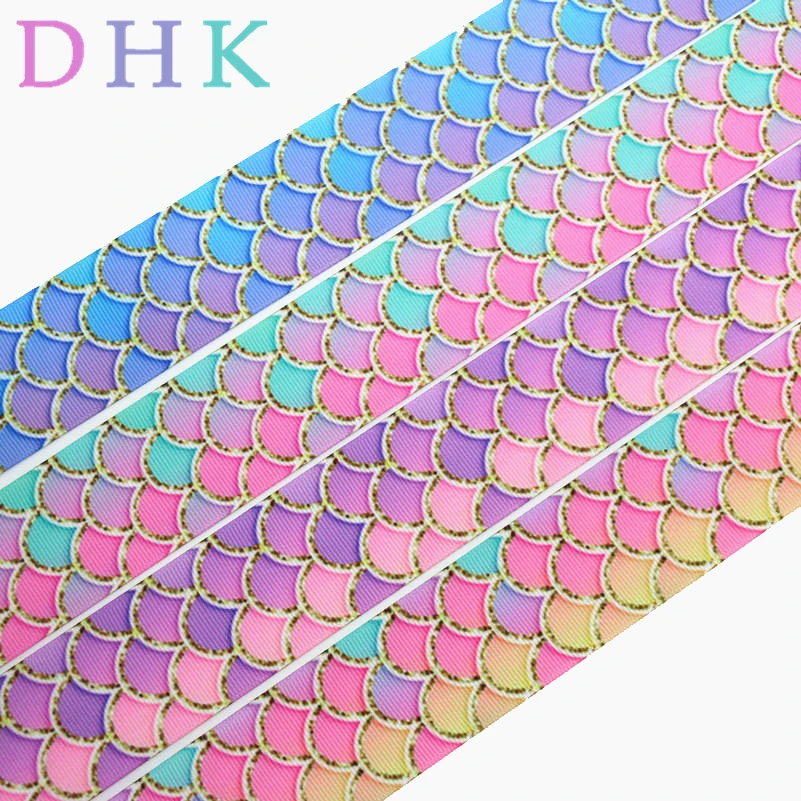 DHK 1.5 \'\'5 metrów syrenka rybia łuska drukowane ryps wstążka akcesoria hairbow nakrycia głowy dekoracji DIY hurtownie 38mm C1581