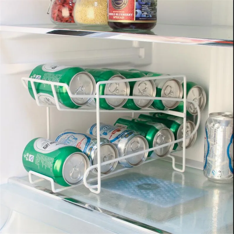 Metal Beverage Beer Rack Storage Organizer Holder can tank Kitchen Finishing Refrigerator Fridge Pantry Space Saver Tools