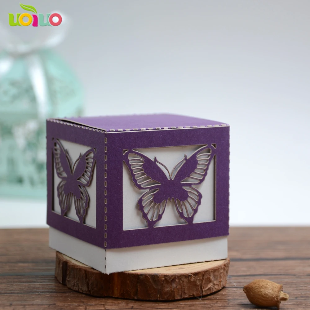 

50pcs/set 3D Butterfly Candy Box Wedding favors Decor DIY Candy Cookie Gift Boxes Wedding Party Candy Box with Ribbon
