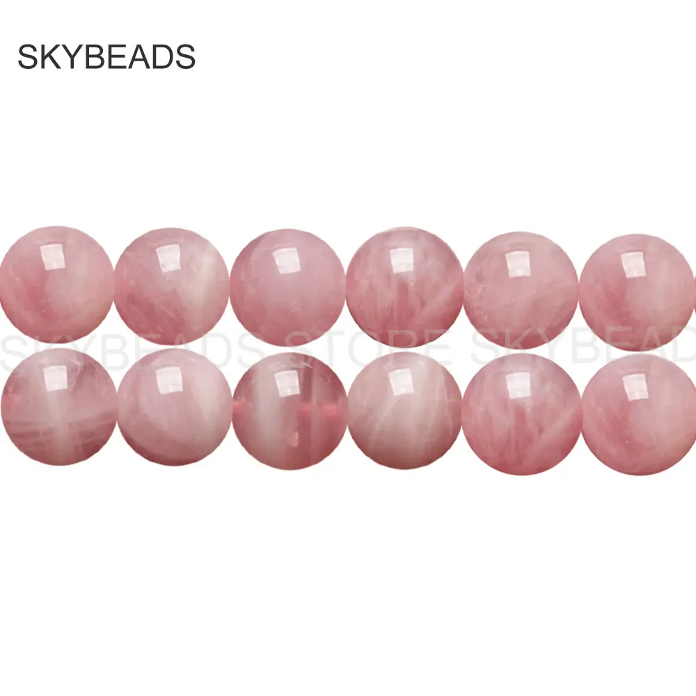 High Quality AA Grade Natural Madagascar Rose Quartz Gemstone 4 6 8 10 12mm Round Beads for Fashion Women Jewelry Making