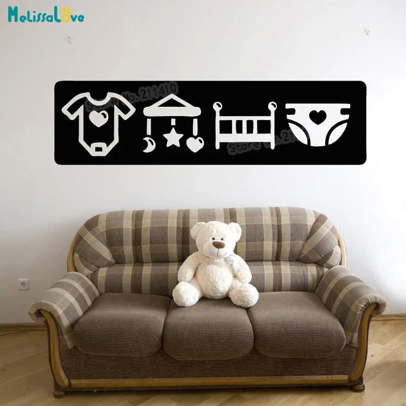 New Cute Wall Sticker Baby Icons Vinyl adesivo de parede Home Decoration For Kids Baby Room Self-adhesive Art Murals Gift YT036