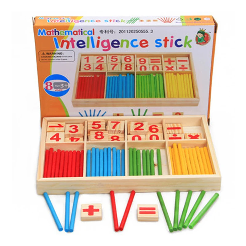 Colorful Wooden Sticks Number Math Toys Kids Game Educational Puzzle Toy for Preschool Baby Montessori Learning Teaching Set