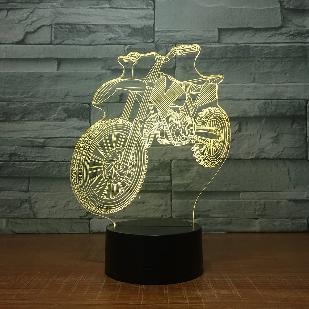 New Motocross Bike Shape Night Lights Novelty 3D Table Lamp LED USB 7 Colors Changing Sensor Desk Lamp as Holiday Birthday Gifts