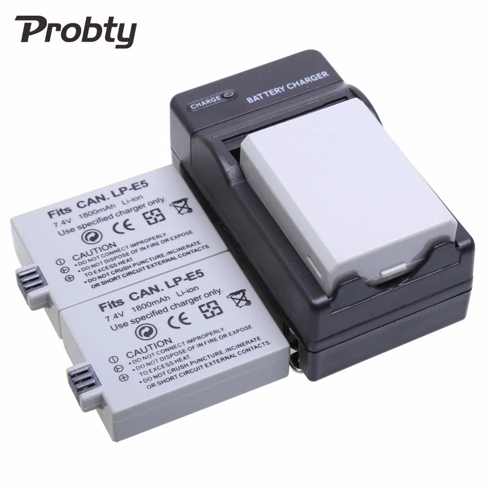 Probty LP E5 LP-E5 LPE5 3pcs Batteries + Charger for Canon EOS 450D 500D 1000D Kiss F X2 X3 Rebel XS XSi T1i Digital Camera