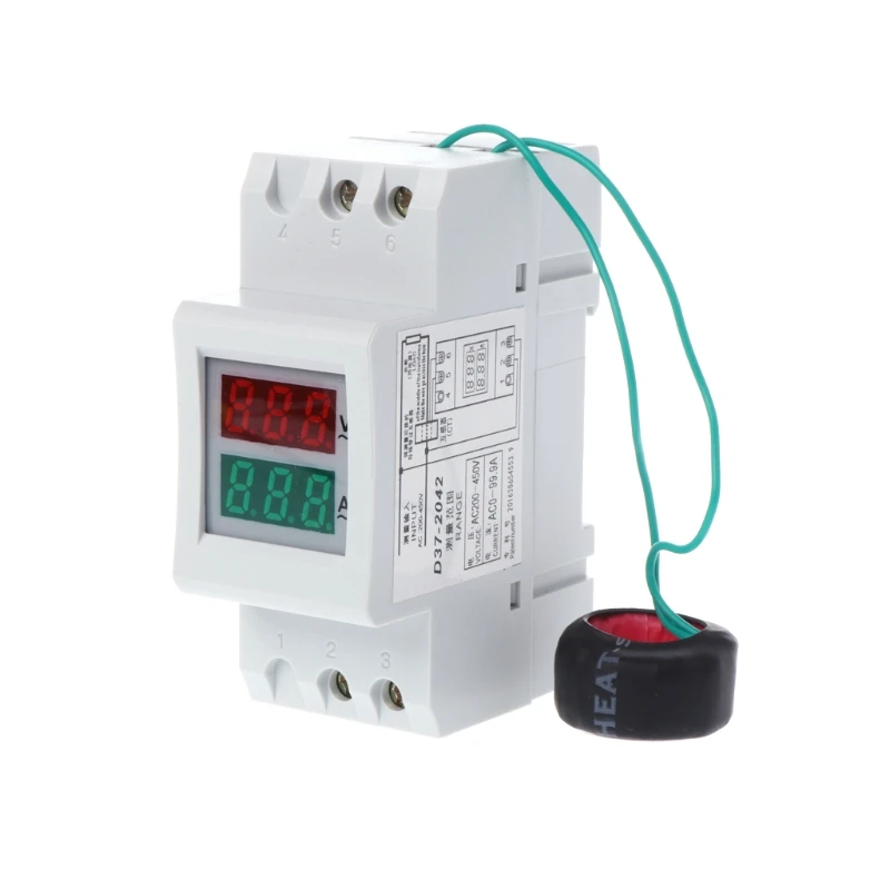 High quality NEW 2P 36mm Din Rail Dual LED Voltage Current Meter Voltmeter Ammeter AC 80-300V 250-450V 0-100A