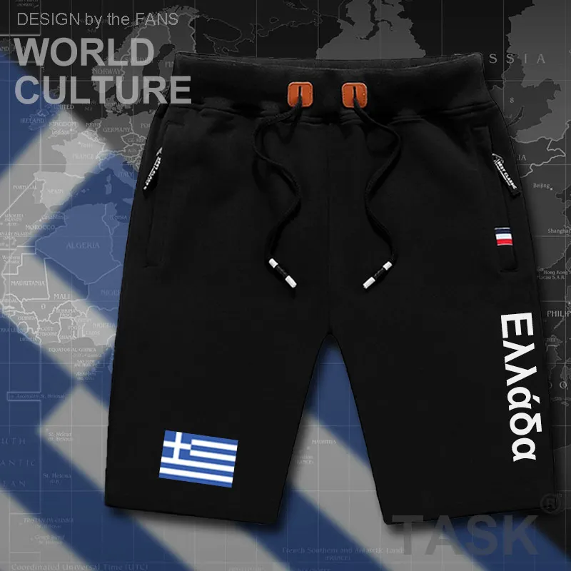 Greece mens shorts beach new men's board shorts flag workout zipper pocket sweat bodybuilding clothing cotton brand The Greek GR