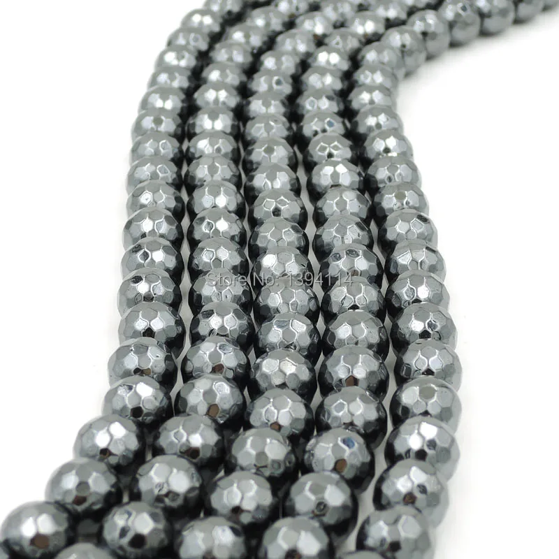 Natural Hematite Faceted Round Beads Strand For Making Bracelets Or Necklaces Jewelry Approx 16 Inches