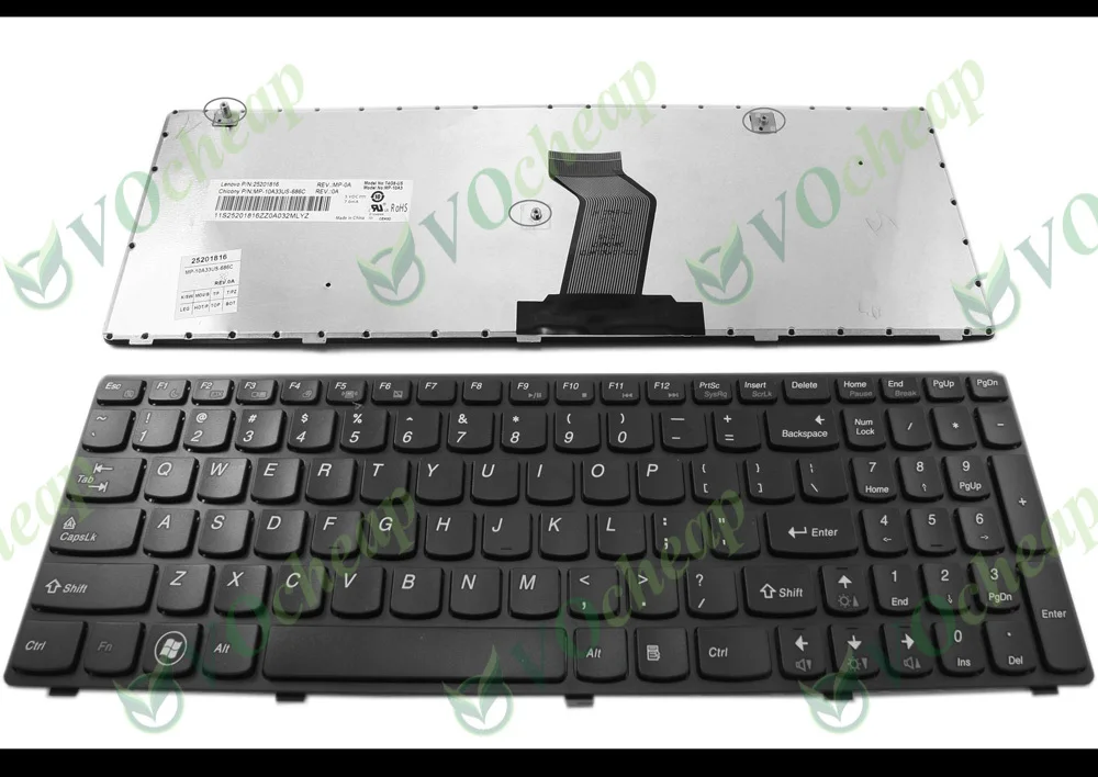 New Laptop Keyboard for Lenovo G580 G580A G585 G585A N580 N585 N586 Black key Black frame US Version - 25-201816