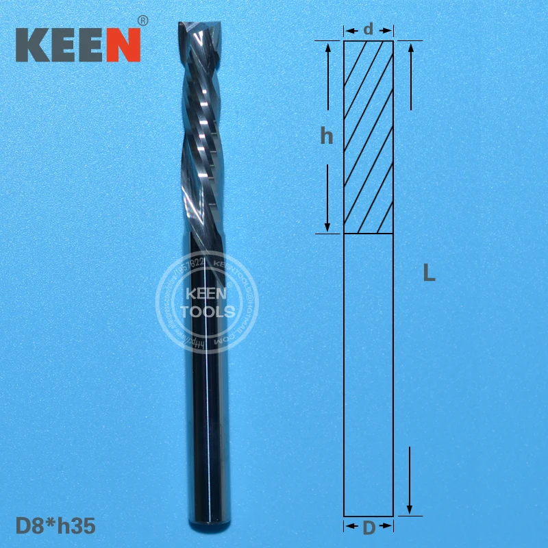 

Up and Down CUT 8*35MM Two Flutes Spiral Router Bit Tungsten Carbide Milling Cutter Tools CNC Cutter Mill Machine Tool