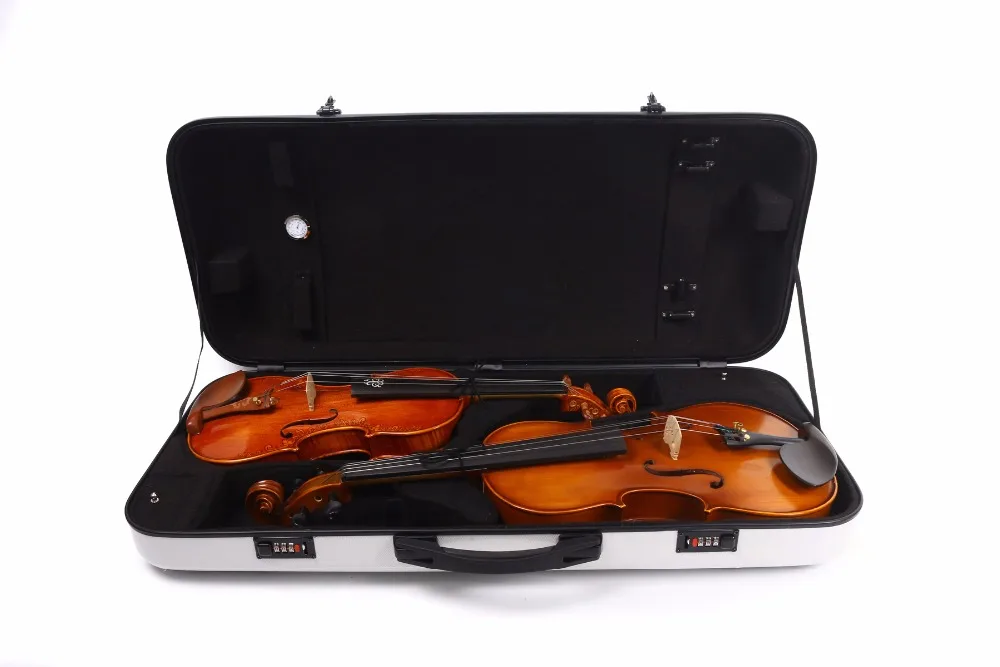 Violin/Viola Case Mixed Carbon Fiber Adjustable Size Double Violin case white