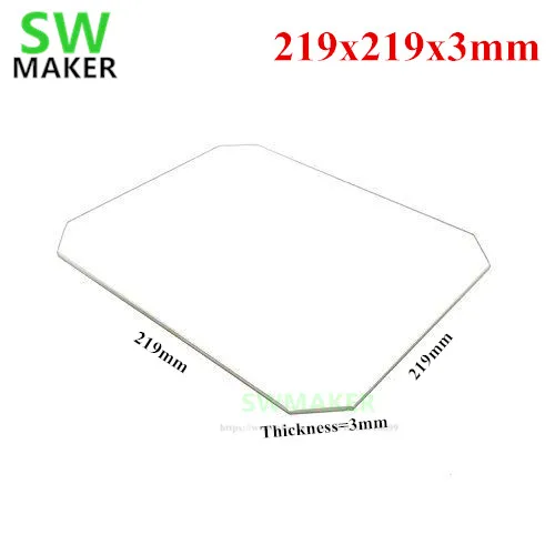 219x219x3mm Borosilicate Glass plate with  Bed Clips for Wanhao Duplicator i3 Anet A8 A6 MP Maker Select 3D Printers