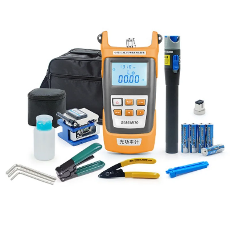 

FTTH Fiber Optical tool kit with Fiber Optic Power Meter FC-6S Fiber Cleaver 5MW VFL Visual fault locator Fiber stripper