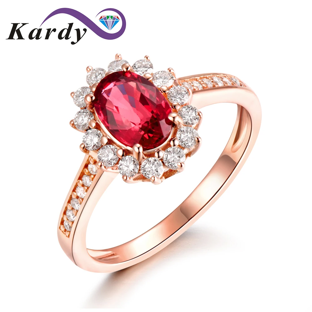 

Genuine Natural Gemstone Red Ruby Bridal 14K Rose Gold Engagement Ring Wedding Promise Set for Women