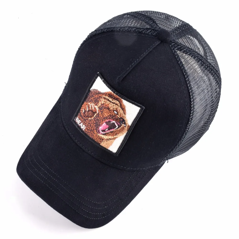 Summer Snapback Mesh Baseball Cap Men Fashion Bear Embroidery Hip Hop Hat Women Outdoor Cotton Breathable Bone Trucker Gorras