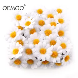 100PC/lot  2.5cm Mini Daisy Decorative Flower Artificial Silk Flowers Party Wedding Decoration Home Decor(without stem) Cheaper