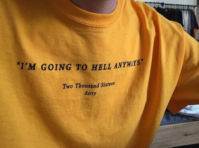 Skuggnas I am going to hell anyways t shirt fashion yellow cotton shirt 90s fashion women goth grunge art t shirt aesthetic tops