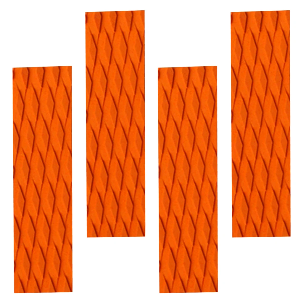 4 Pieces Ultralight EVA Diamond Groove Surfboard Skimboard Traction Pad Tail Pads  Bar Grips - Black / Orange / Blue