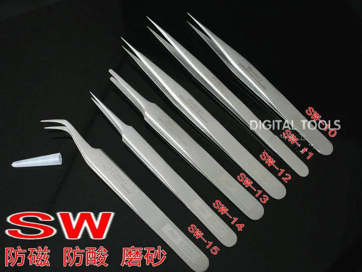 PRO RHINO TOOLS SW Tweezers Switzerland Standard Anti-magnetic Anti-acid Super Hard Special Tip Precision Forceps for Repairing