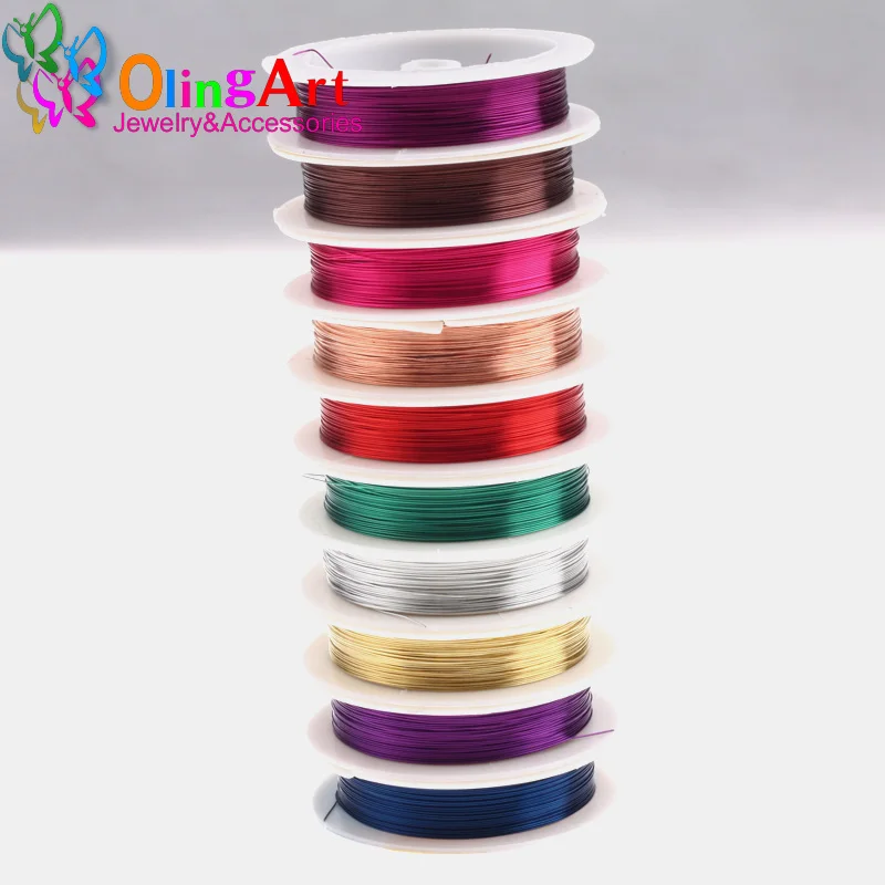 OlingArt 0.8MM 3M/Roll Copper Wire mixed color plated Beading Wire Jewelry Findings DIY Jewelry Accessories  Cord 2019 new