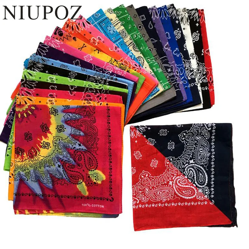 Nieuwe Mode Hip Hop 100% Katoen Bandana Vierkante Sjaal 55Cm * 55Cm Zwart Rood Paisley Hoofdband Gedrukt Voor vrouwen/Mannen/Jongens/Meisjes