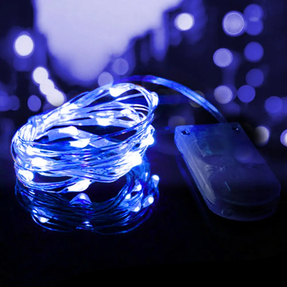 1Pc 2m 20 LED Copper Wire Button Led String Light Holiday Wedding Party Christmas Decoration Fairy Starry LED Strip String Light