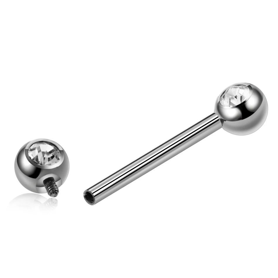 2Pcs ASTM F136 Titanium Piercing Nipple Ring 14G Internally Thread Crystal Tongue Barbell Rings Helix Ear Piercing Sexy Jewelry image 4