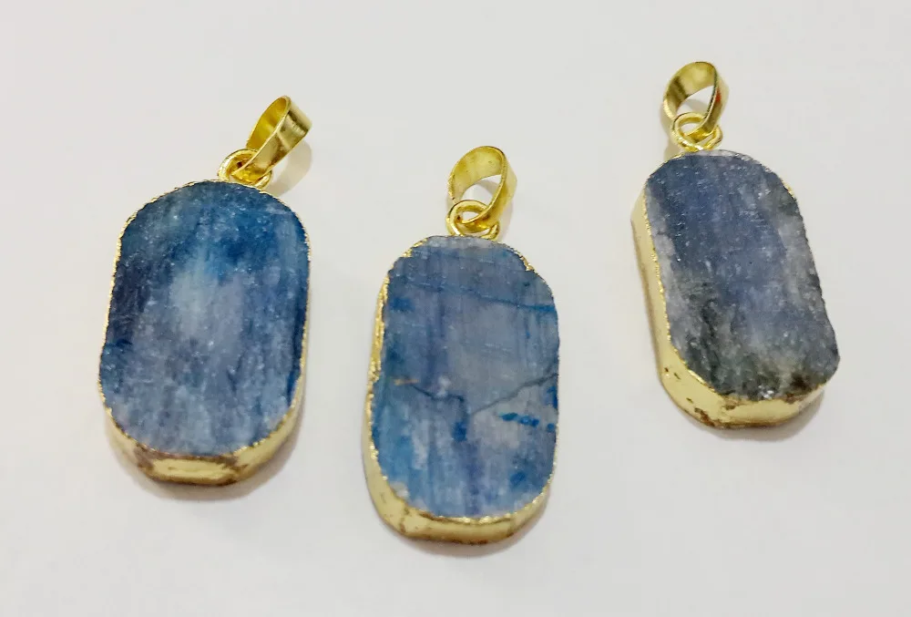 

Wholesale Price,Natural Kyanite Pendant Gem Stone Pendant 5pcs/lot Gold Kyanite Gem Pendant Approx 1"