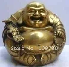 FREE SHIPPING Excellent Tibet Collection Carving cooper laughing Buddha Statues