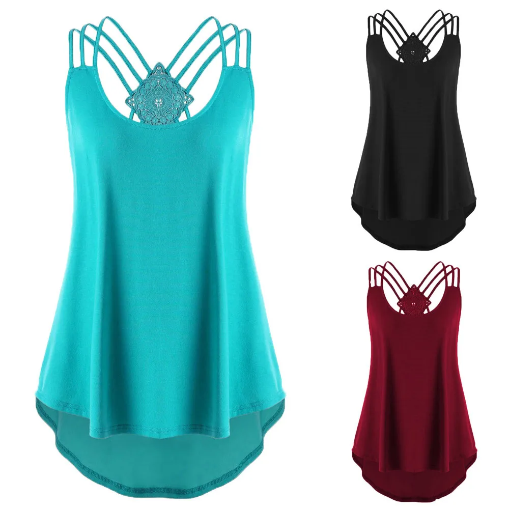 Sexy Female Bandage High Low Tank Tops Fashion Women Vest Sleeveless Womens Camisole Crop Tank Top Feminino Summer Woman Clothes