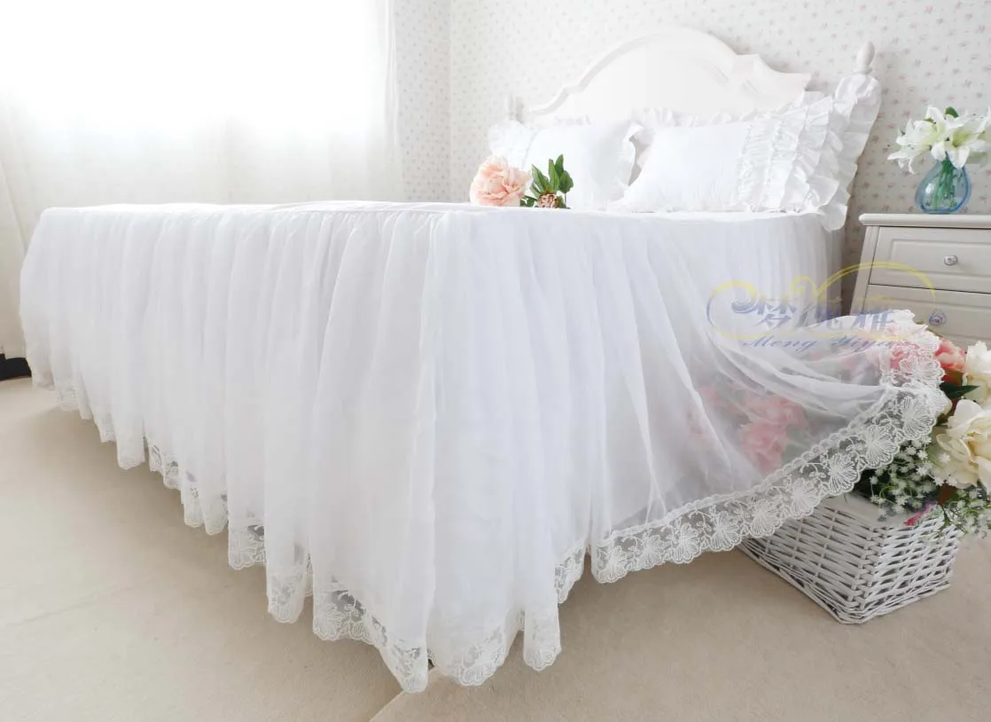 Pure Cotton White Princess Wedding Luxury Beding 4pcs Sets Queen King Size Ruffle Duvet Cover Bedsheets Pillowcase Quilt Covers