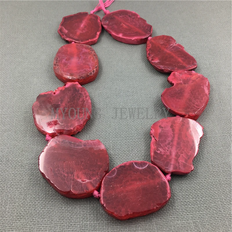 Freeform Red Dragon Veins Agates Slab Slice Loose Beads,Cut Slab Sliced Achate Beads For Jewelry Making 15.5\